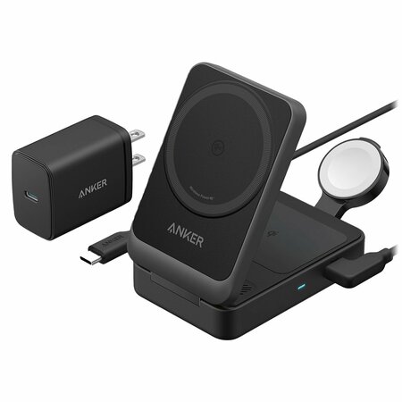 ANKER 3 In 1 Foldable Wireless Charging Station With 40w Charger, Black B2557J11-1